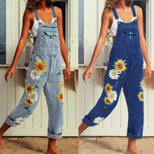 Load image into Gallery viewer, Womens Fashion Sunflower Print Jumpsuit Plus Size 5XL Sexy Sleeveless Romper Loose Casual Adjust Dungarees Overalls