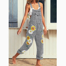 Load image into Gallery viewer, Womens Fashion Sunflower Print Jumpsuit Plus Size 5XL Sexy Sleeveless Romper Loose Casual Adjust Dungarees Overalls