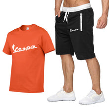 Load image into Gallery viewer, 2020 Brand t shirt Men Vespa Fashion Summer cotton short sleeve Sporting Suit T-shirt +shorts Mens 2 Pieces Sets casual clothing