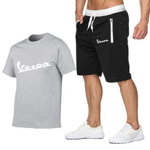 Load image into Gallery viewer, 2020 Brand t shirt Men Vespa Fashion Summer cotton short sleeve Sporting Suit T-shirt +shorts Mens 2 Pieces Sets casual clothing