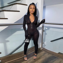 Load image into Gallery viewer, 2019 Autumn Moon Print Sheer Casual Jumpsuit Women Sexy O Neck Long Sleeve Skinny Romper Night Club Overall Outfit Streetwear