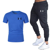 Load image into Gallery viewer, New fashion men's 2020 autumn and spring sports suit sports T-shirt sports casual trousers men's 2 sets of slim sportswear