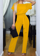 Load image into Gallery viewer, Office Ladies Elegant Jumpsuit Plus Size Loose Short Sleeve Wide Leg Long Casual Streetwear Women's Overalls High Waist Tunic
