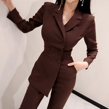 Load image into Gallery viewer, Office Ladies Irregular Double Breasted Women Jumpsuit Notched Elegant Ankle-length Pant Jumpsuits Slim Waist Long Playsuit 2018
