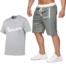 Load image into Gallery viewer, 2020 Brand t shirt Men Vespa Fashion Summer cotton short sleeve Sporting Suit T-shirt +shorts Mens 2 Pieces Sets casual clothing
