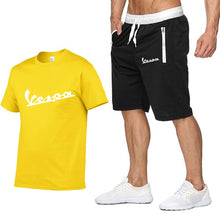 Load image into Gallery viewer, 2020 Brand t shirt Men Vespa Fashion Summer cotton short sleeve Sporting Suit T-shirt +shorts Mens 2 Pieces Sets casual clothing
