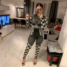 Load image into Gallery viewer, 2019 Autumn Moon Print Sheer Casual Jumpsuit Women Sexy O Neck Long Sleeve Skinny Romper Night Club Overall Outfit Streetwear
