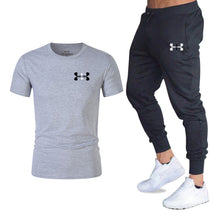 Load image into Gallery viewer, New fashion men's 2020 autumn and spring sports suit sports T-shirt sports casual trousers men's 2 sets of slim sportswear
