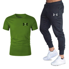 Load image into Gallery viewer, New fashion men's 2020 autumn and spring sports suit sports T-shirt sports casual trousers men's 2 sets of slim sportswear
