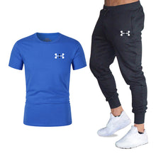 Load image into Gallery viewer, New fashion men's 2020 autumn and spring sports suit sports T-shirt sports casual trousers men's 2 sets of slim sportswear
