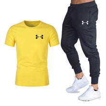 Load image into Gallery viewer, New fashion men's 2020 autumn and spring sports suit sports T-shirt sports casual trousers men's 2 sets of slim sportswear
