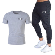 Load image into Gallery viewer, New fashion men's 2020 autumn and spring sports suit sports T-shirt sports casual trousers men's 2 sets of slim sportswear

