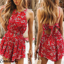Load image into Gallery viewer, 2019 Newest arrival Sexy Summer Womens Beach Backless Bandage Shorts Jumpsuit Ladies Sleeveless Floral Playsuit
