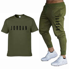 Load image into Gallery viewer, Summer new fashion trend men's suit personalized fashion printing sports short-sleeved T-shirt + sports casual trousers suit
