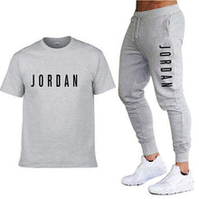 Load image into Gallery viewer, Summer new fashion trend men's suit personalized fashion printing sports short-sleeved T-shirt + sports casual trousers suit

