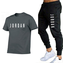 Load image into Gallery viewer, Summer new fashion trend men's suit personalized fashion printing sports short-sleeved T-shirt + sports casual trousers suit

