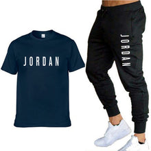 Load image into Gallery viewer, Summer new fashion trend men's suit personalized fashion printing sports short-sleeved T-shirt + sports casual trousers suit
