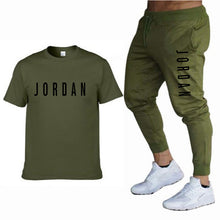 Load image into Gallery viewer, Summer new fashion trend men's suit personalized fashion printing sports short-sleeved T-shirt + sports casual trousers suit
