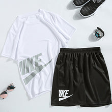 Load image into Gallery viewer, Summer 2Pcs Set Tracksuit Men Sportswear Casual Short Sleeve T shirt +Shorts Men's Fitness Sportsuit Man Tracksuit Plus Size 5XL
